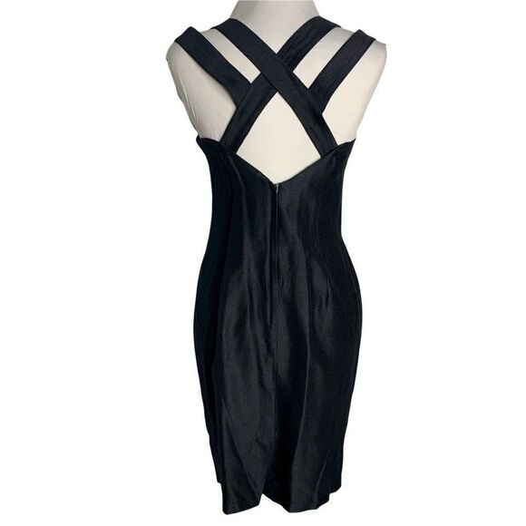 Vintage Scott McClintock Sheath Dress S Black Sleeveless Cross Back Knee Length - Picture 4 of 7